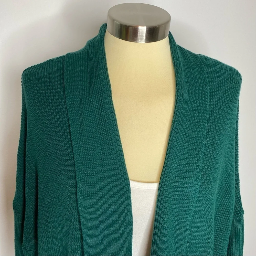 BP Teal Open Front Curved Hem Cardigan Sweater